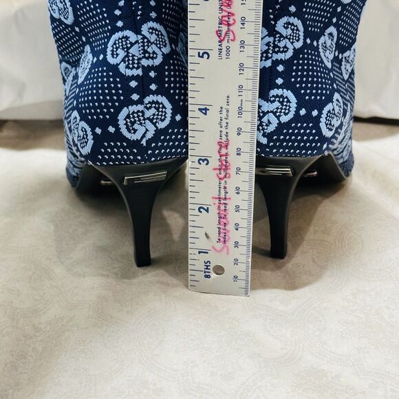 Gucci Knee High Boots 37/ US 7 GG Supreme Blue Knit Socks Pull On NIB - Picture 10 of 13